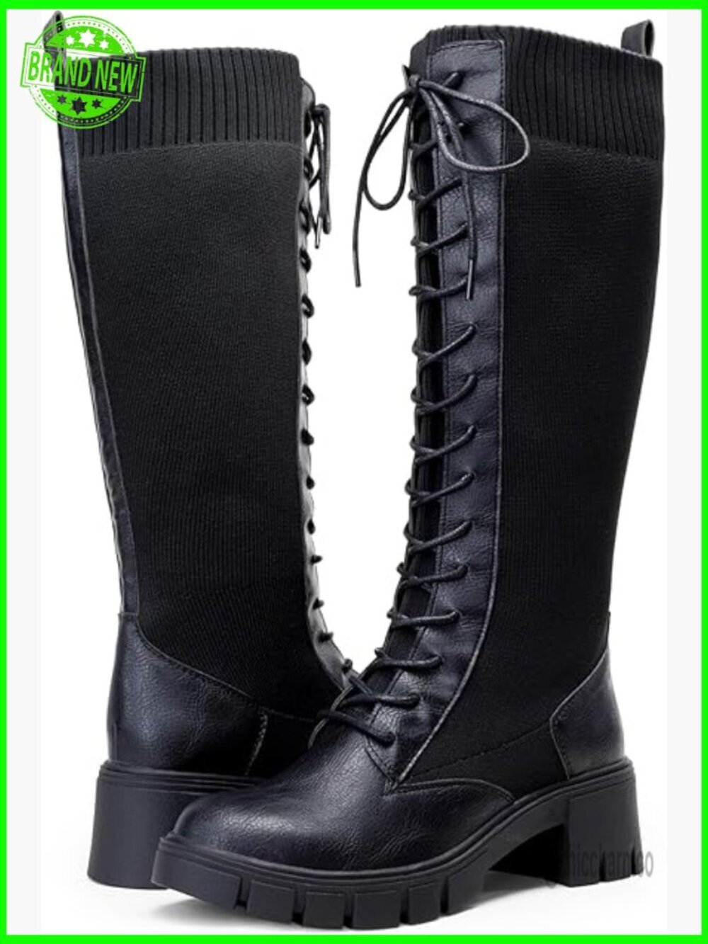 Knee High Combat Boots Chunky Platform Lace Up Gothic Punk Work Boots